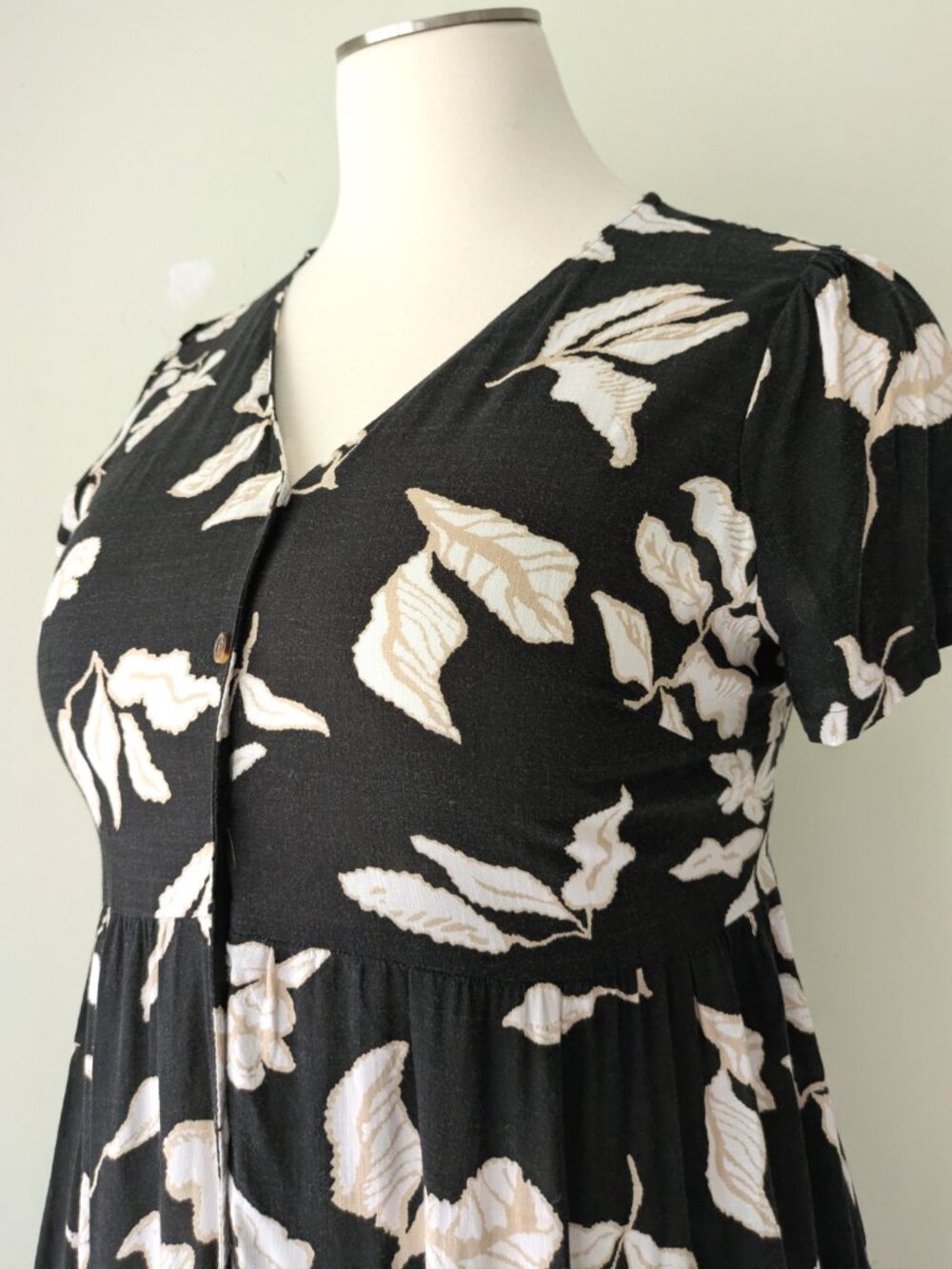 Sonoma Black Floral Tiered Midi Shirt Dress Sundress XL - Picture 5 of 8